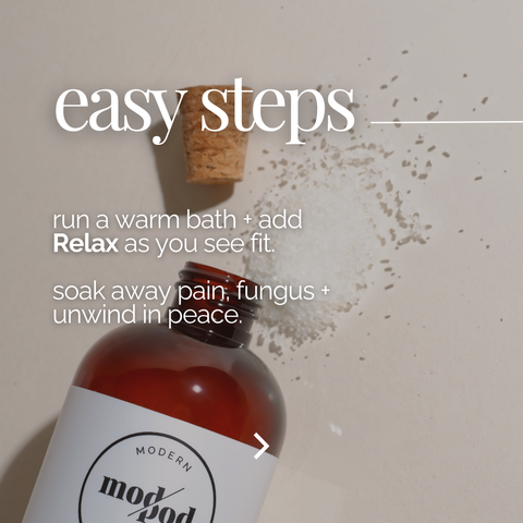 RELAX ingredients — 10% Undecylenic Acid, magnesium sulfate, lemongrass, tea tree | Modern Podiatrist